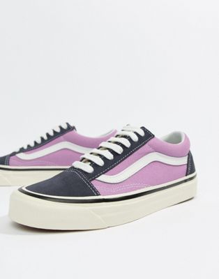 vans anaheim old skool trainers in og navy and lilac