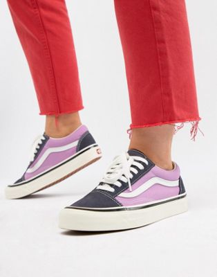 vans anaheim old skool trainers in og navy and lilac