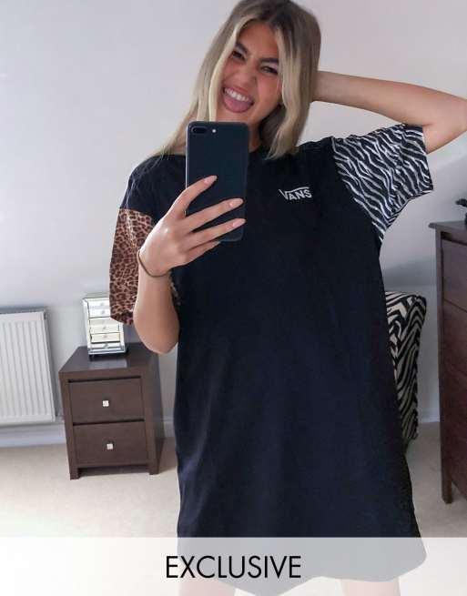Vans animal print tshirt dress in black Exclusive at ASOS ASOS