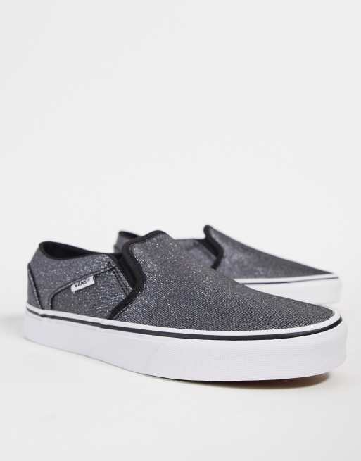 Black glitter slip store on vans