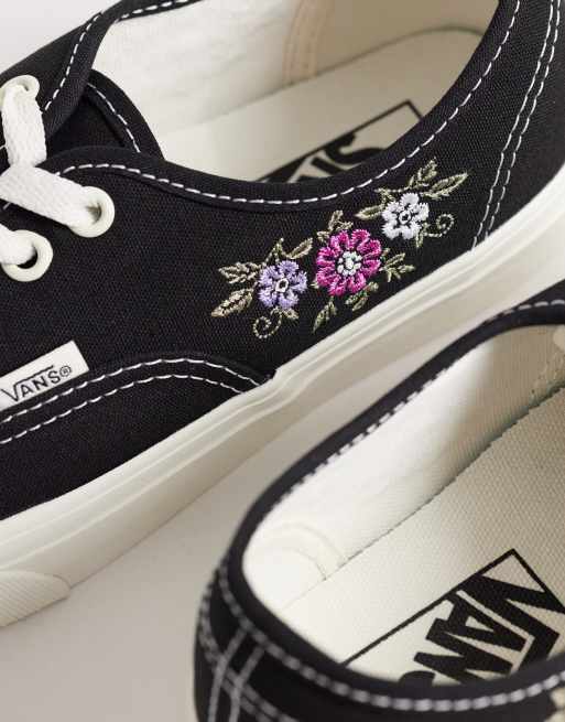 Vans Authentic - Baskets à fleurs brodées - Noir, 4 de 5