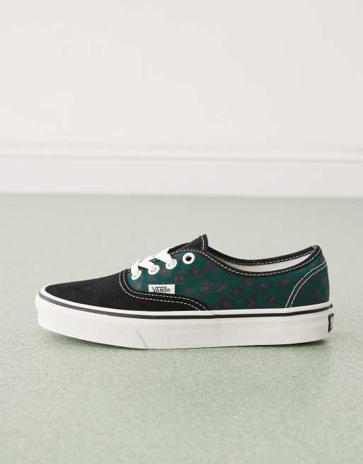 Vans Authentic - Baskets à imprimé léopard - Noir et vert, 2 de 4