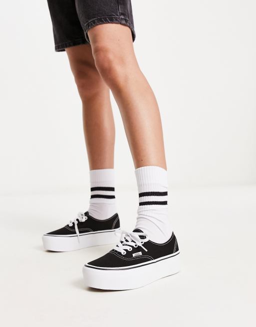 Vans Authentic Baskets semelle plateforme Noir et blanc ASOS