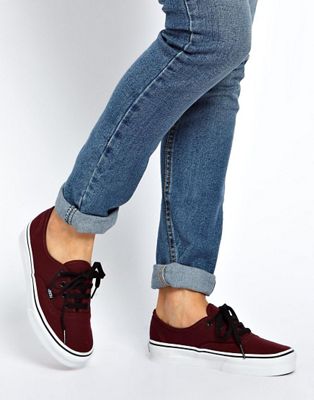 Vans Authentic Burgundy Lace Up Sneakers | ASOS