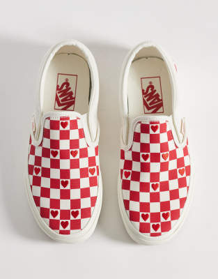 Vans Authentic checkerboard aluminium sneakers in red 