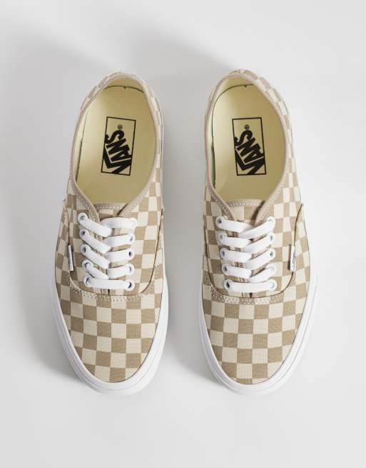 Vans Authentic checkerboard aluminum sneakers in brown, 2 of 5