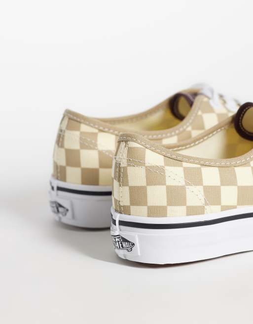 Vans Authentic checkerboard trainers in beige and purple, 2 of 5