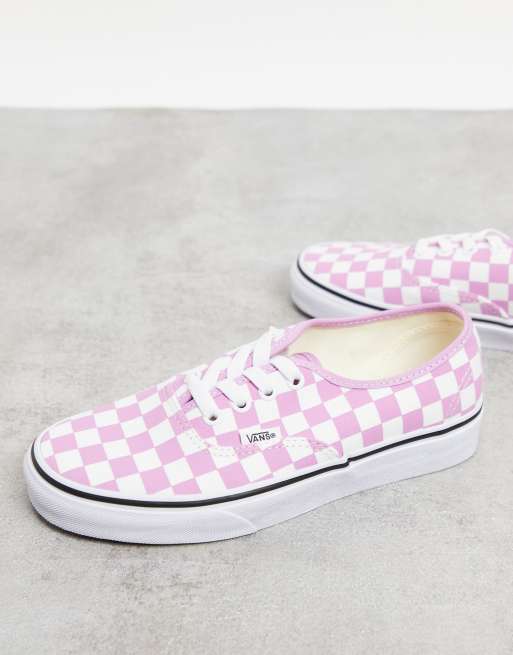 pink checkered vans with laces