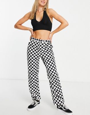 Vans Authentic checkerboard trousers in black and white