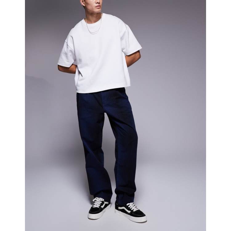 Vans authentic chino loose tapered plaid pants in black and dark
