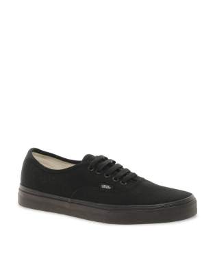 vans authentic classic black mono lace up trainers