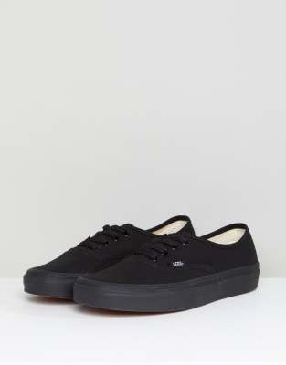 vans authentic classic black mono lace up trainers