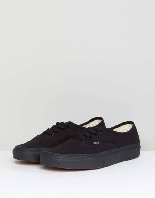 Vans authentic classic black mono lace cheap up trainers