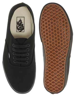 vans authentic classic black mono lace up trainers