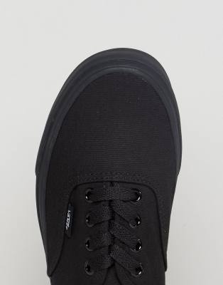 vans authentic classic black mono lace up trainers