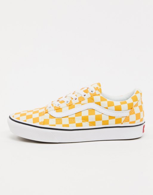 Checkered old skool vans with sale yellow stripe