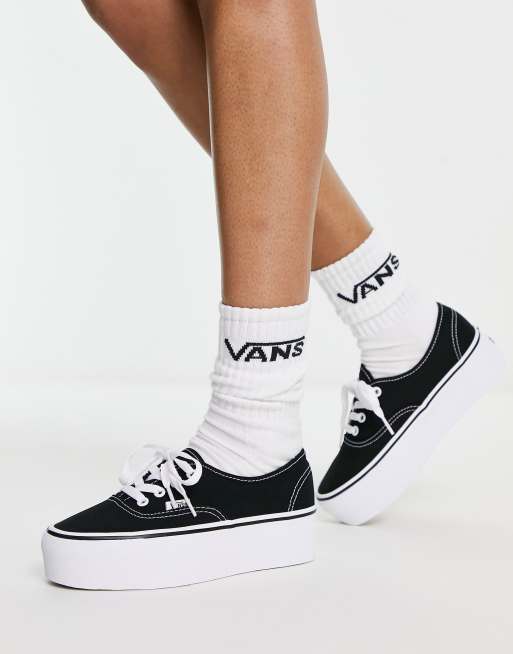 Vans Authentic – Czarno-białe buty sportowe na warstwowej platformie, 3 z 4