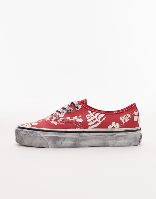 Vans Authentic – Czerwone buty sportowe we wzór w liście, 2 z 5
