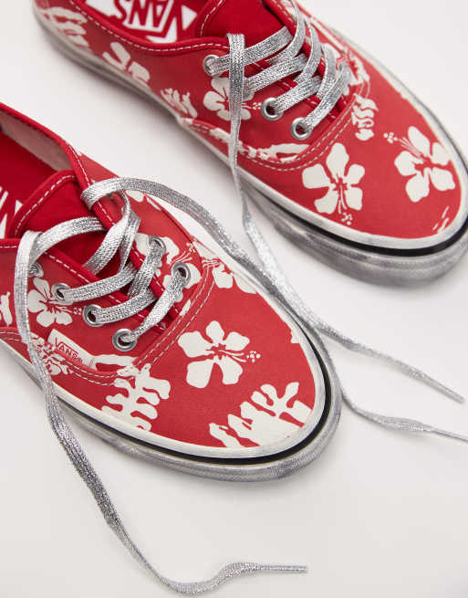 Vans Authentic – Czerwone buty sportowe we wzór w liście, 4 z 5