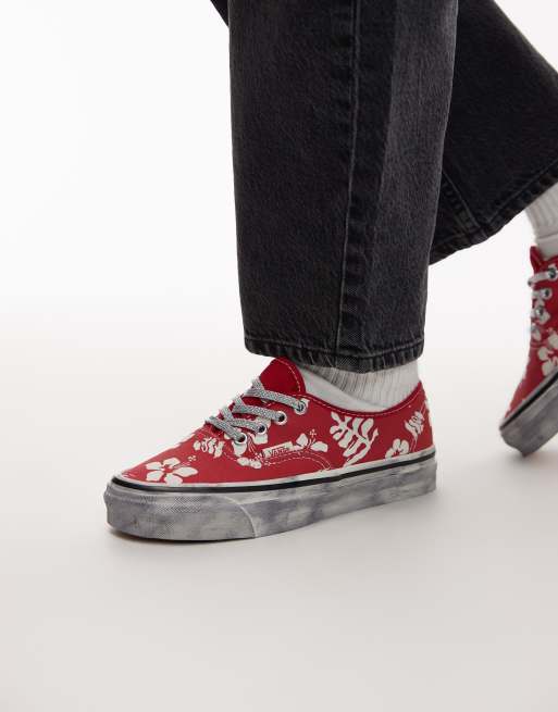 Vans Authentic – Czerwone buty sportowe we wzór w liście, 5 z 5