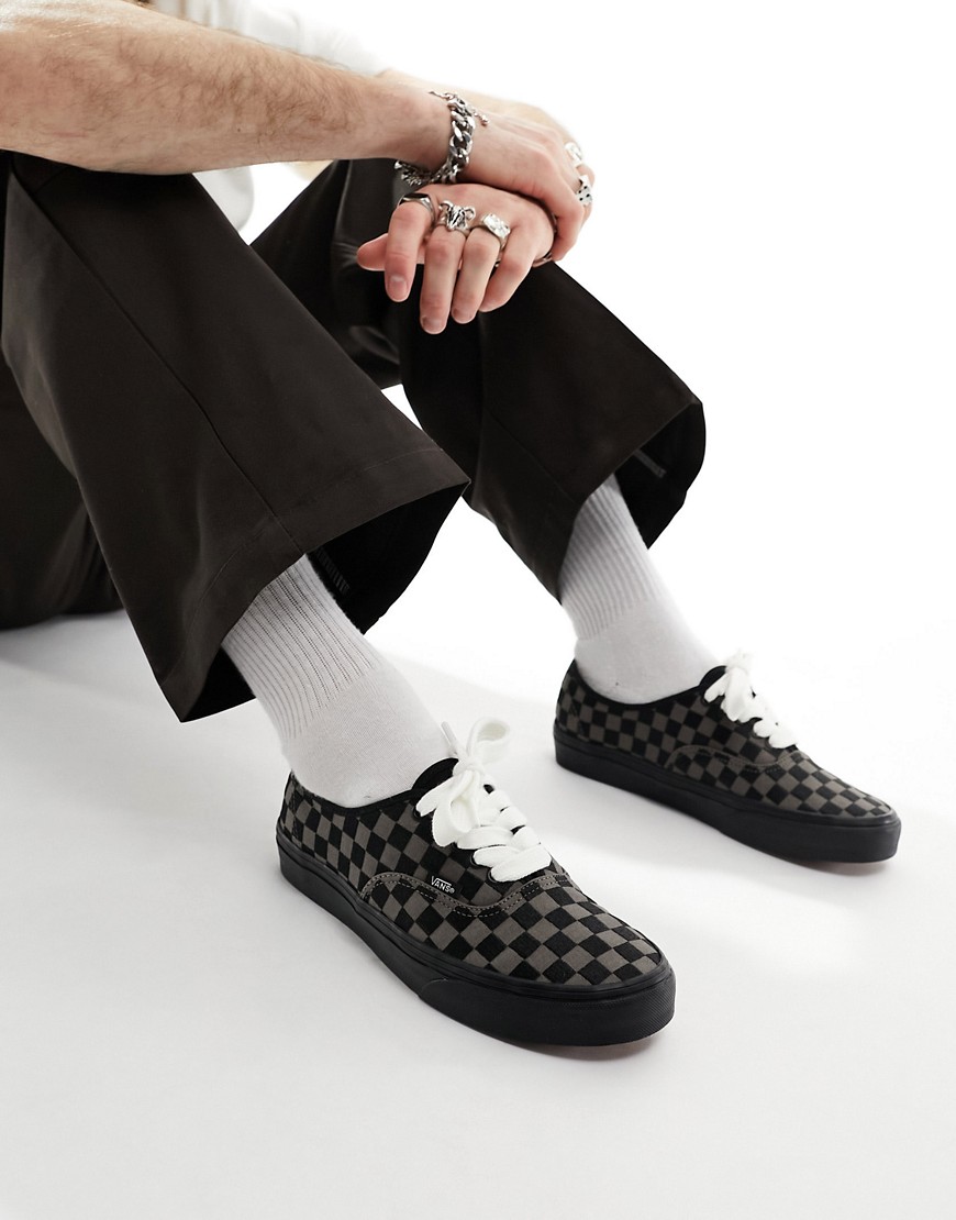 Authentic Embroidered sneakers in checkerboard black and gray