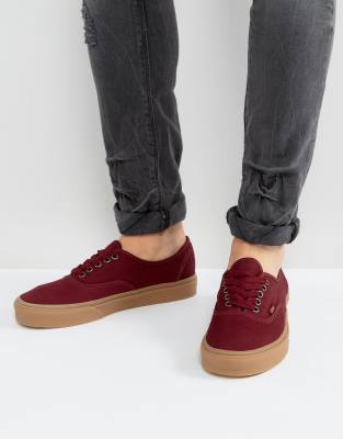 Vans Authentic Gum Plimsolls In Red 