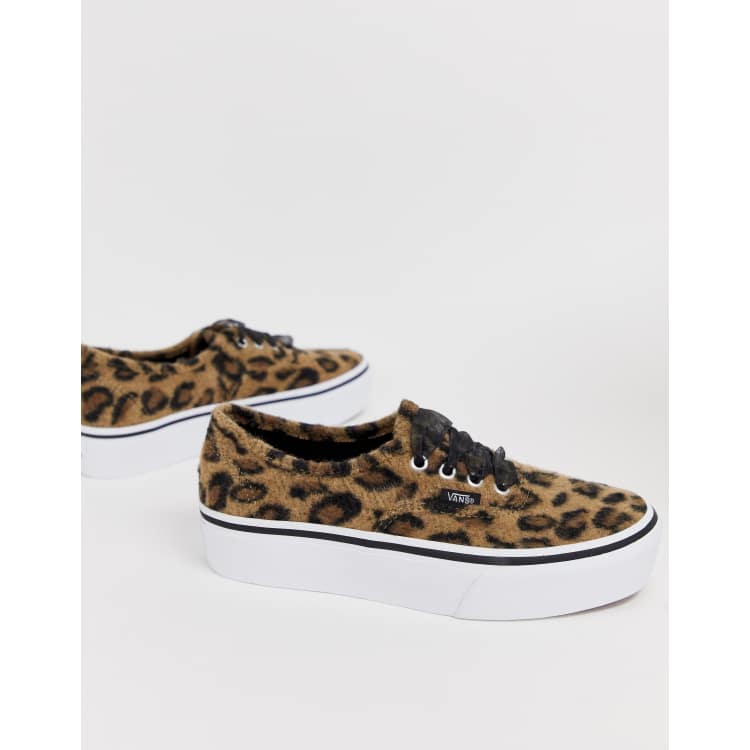 Vans authentic on sale leopard platform trainers