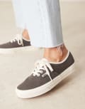 [Vans] Vans Authentic linen sneakers in dark brown 38.5 BROWN