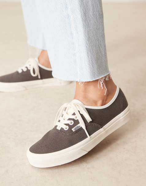 Vans Authentic linen trainers in dark brown - view 1