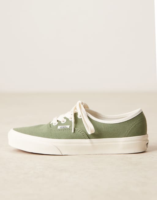 Vans Authentic linen trainers in green, 2 of 5