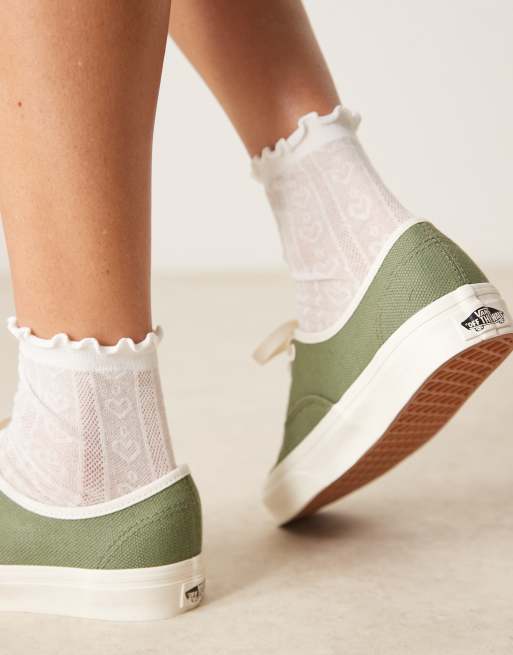 Vans Authentic linen trainers in green, 4 of 5