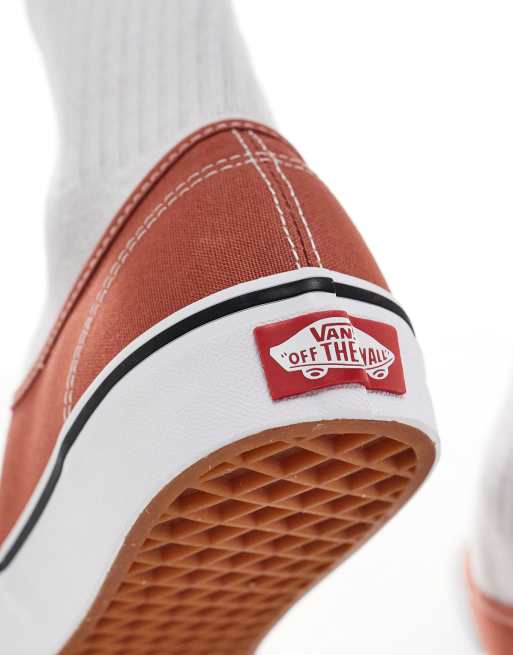 Vans – Authentic – Mörkorange och vita sneakers, 4 av 5