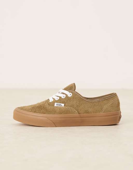 Vans Authentic – Olivgröna sneakers med gummisula i hårig mocka, 2 av 5