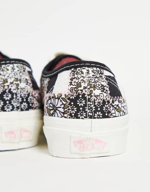 Vans Authentic patchwork floral sneakers in black and white , 2 of 4
