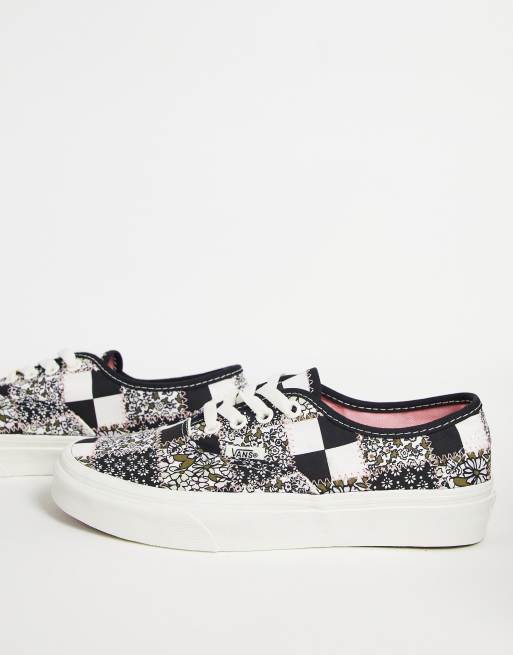 Vans Authentic patchwork floral trainers in black and white ASOS