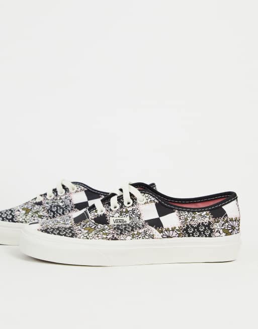 Black and white flower vans sale