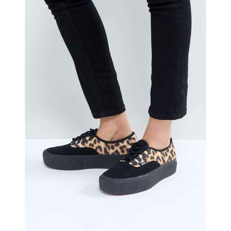 Vans authentic store platform black leopard