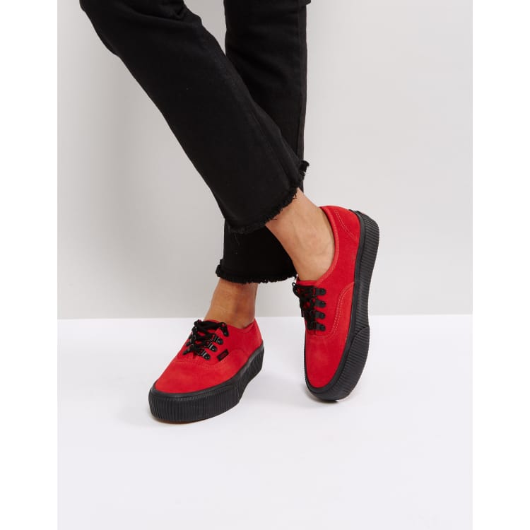 Vans red 2024 platform sneakers