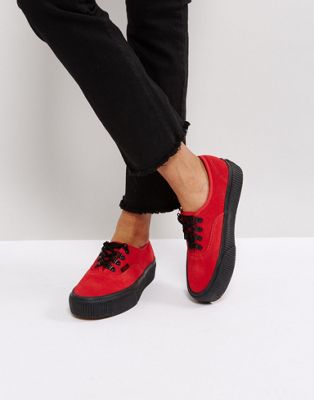 vans authentic platform trainers in red