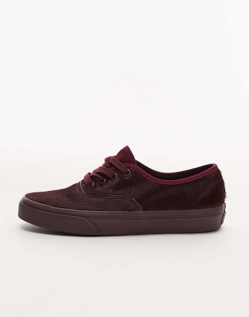 Vans Authentic pony hair trainers in burgundy, 2 of 5