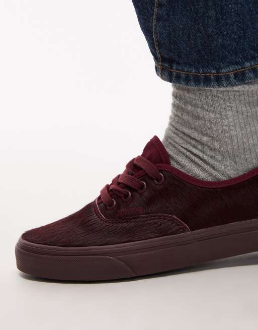 Vans Authentic pony hair trainers in burgundy, 4 of 5