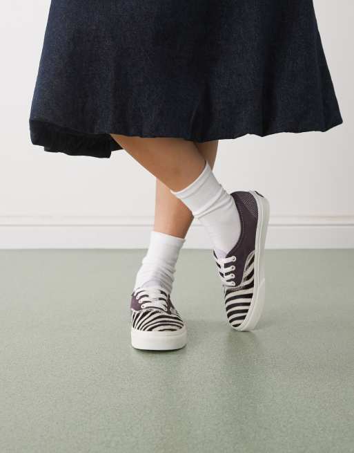 Vans Authentic punk sneakers in black with zebra print pony hair