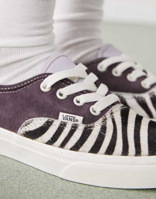 Vans Authentic punk sneakers in black with zebra print pony hair