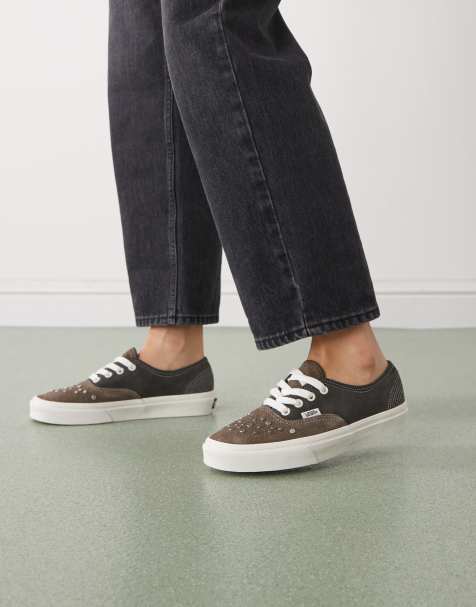 Vans Authentic punk trainers in dark brown with studs - view 1