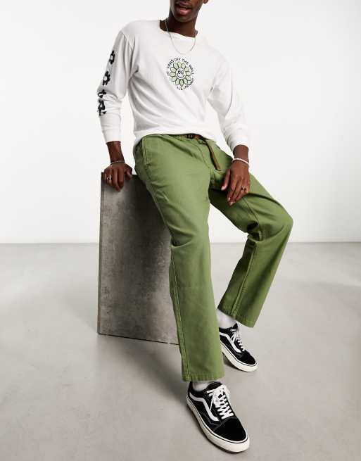 Vans Authentic range relaxed trousers in straight fit green ASOS