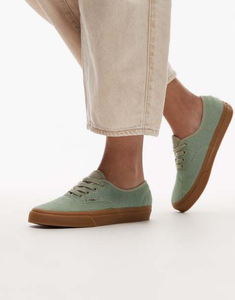 Vans Authentic – Salviagröna sneakers med ponnyhår - view 1