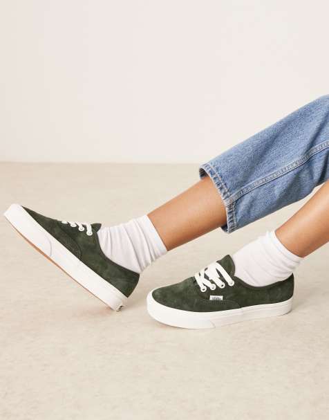 Vans Authentic – Sneaker aus Schweinswildleder in dunklem Olivgrün - view 1