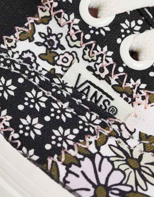 Vans Authentic – Sneaker in Schwarz und Weiß mit Patchwork- und Blumenmuster , 3 von 4