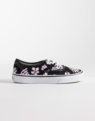 Vans Authentic - Sneaker mit Blattmotiv in Schwarz und Weiß
