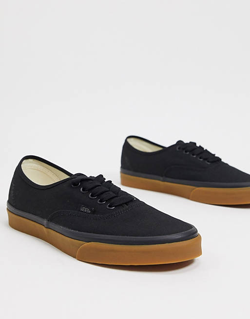 Vans Authentic sneaker with gum sole in black | ASOS